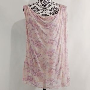 Free People Distressed Toga Draped Floral Tank Top